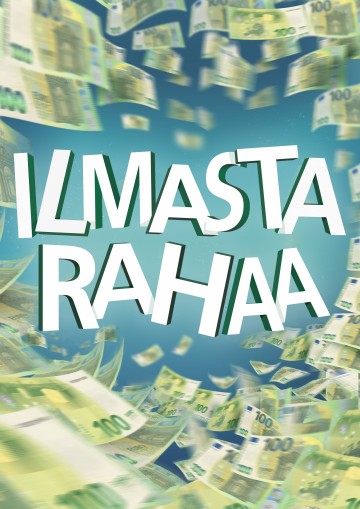 Satoja ilmassa leijuvia euroseteleitä, joissa on suuri suomenkielinen teksti 